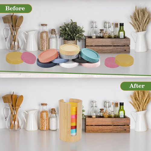 2 PCS Mason Jar Lid Organizer Vertical Mason Jar Lid Storage Bamboo Tumbler Lid Holder Cup Lid Organizer Suitable for Mason Lids/Canning Lids/Bamboo Lids Mason Jar Accessories (2 Wide)