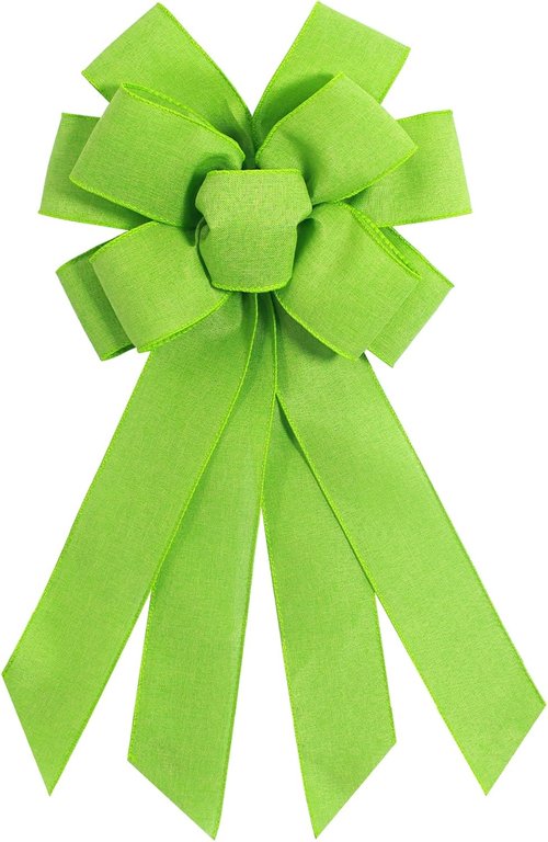 Light Green Burlap Wreath Bow - 20 x 11 Inches | Easter Decor & Farmhouse Tree Ornament