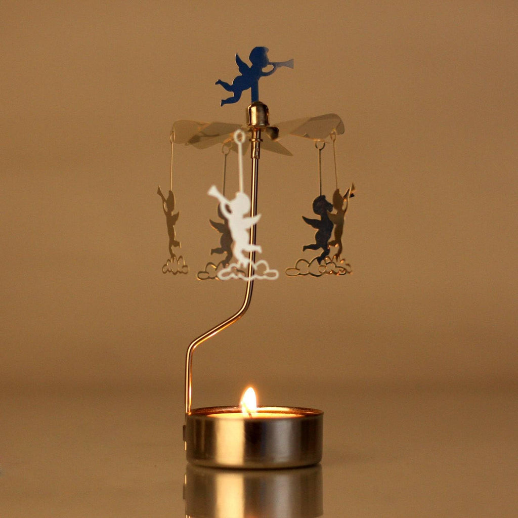 Skiennix Rotary Candle Holder - Spinning Metal Design | Perfect Small Gift for Angel Lovers