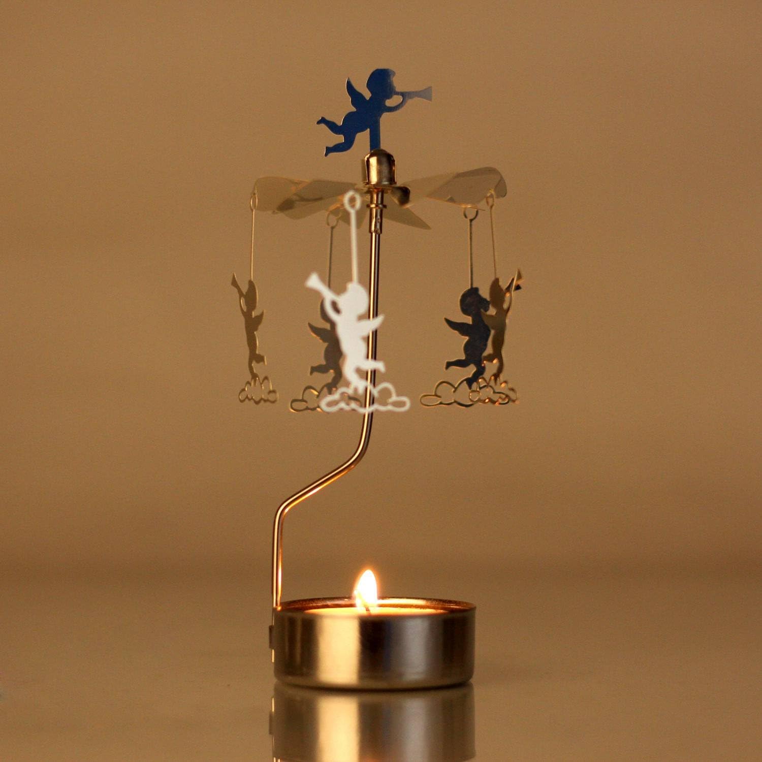 Skiennix Rotary Candle Holder - Spinning Metal Design | Perfect Small Gift for Angel Lovers