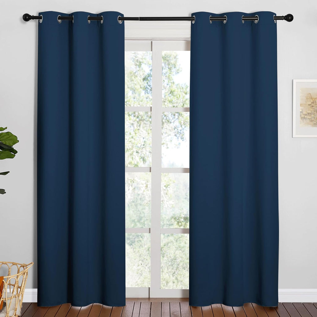 NICETOWN Blackout Curtains - Thermal Insulated Grommet Drapes for Office & Theater | Moroccan Blue, 84 Inches