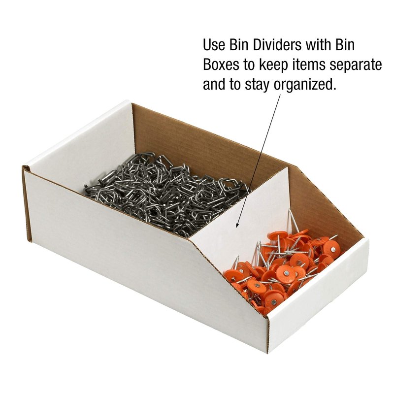 Aviditi Corrugated Cardboard Bin Dividers, 6", White, Case of 100, for Warehouse, Garage and Home Organization