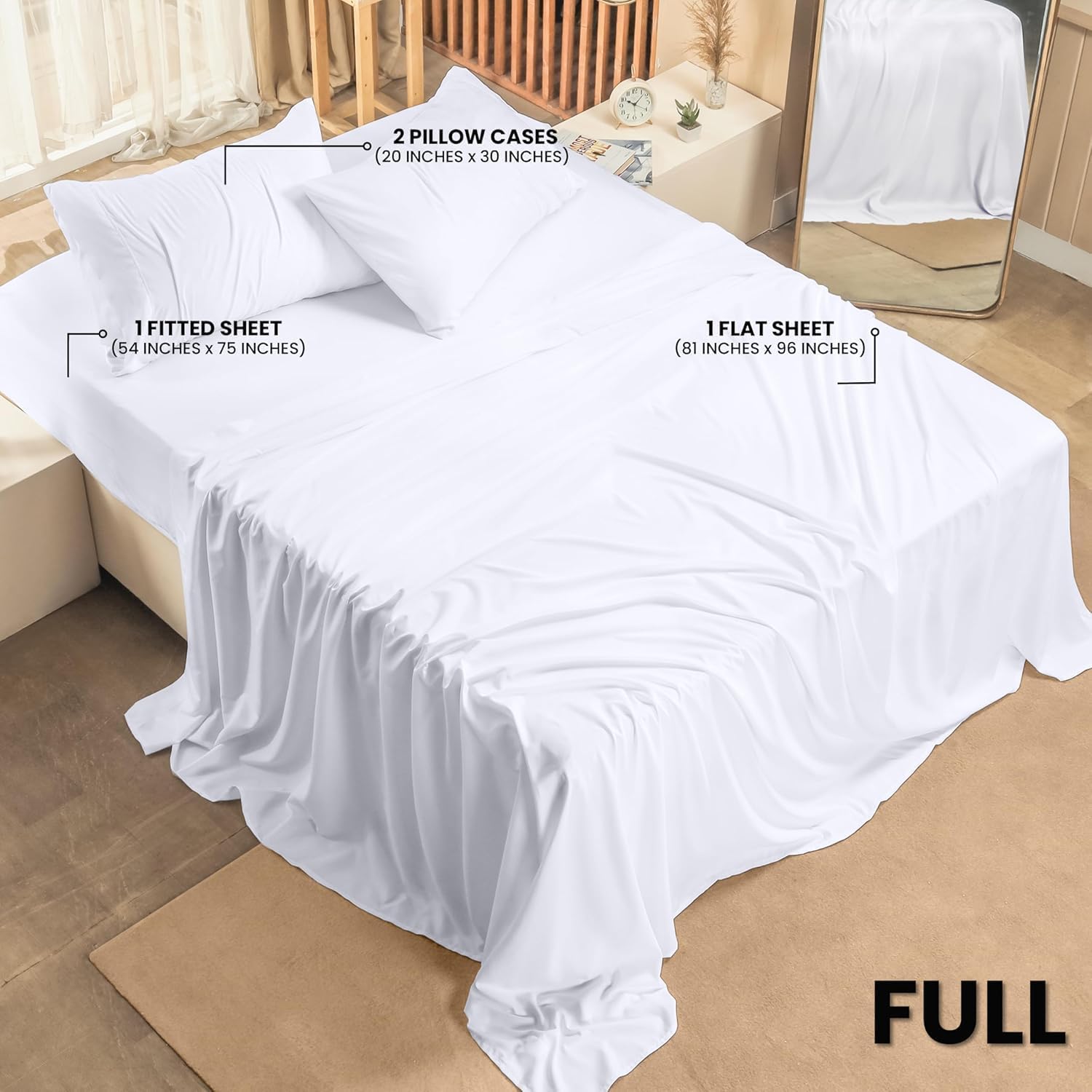 Utopia Bedding Full Bed Sheets Set - Soft Brushed Microfiber | Fade & Shrink Resistant - Easy Care (White)