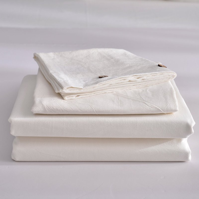 Doffapd Duvet Cover Queen, Washed Cotton Duvet Cover Set - 3 Piece (Queen, Off-White)