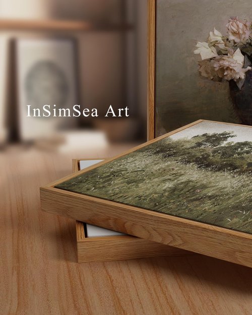 InSimSea Framed Canvas Wall Art - Modern Farmhouse Countryside Decor | 24"x36" for Bedroom
