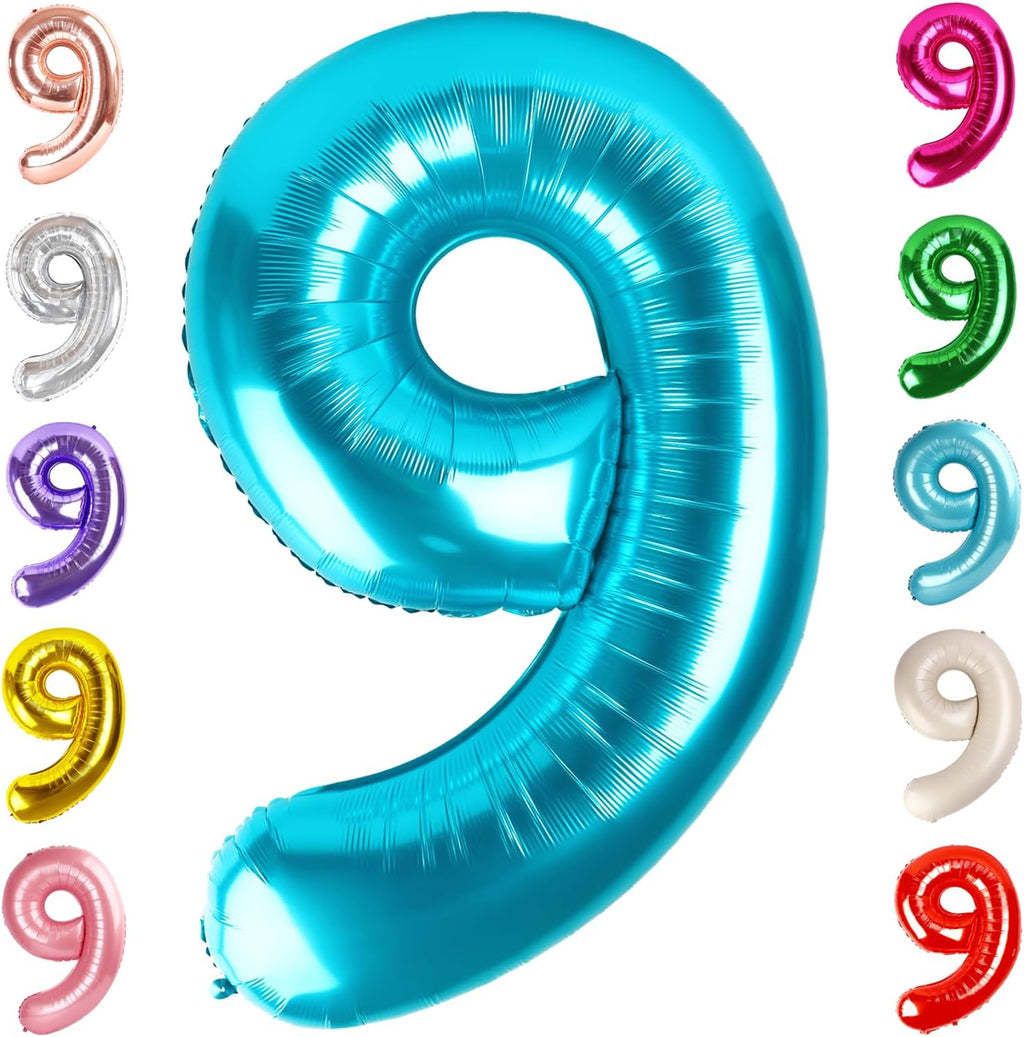 Skiennix 40-Inch Light Blue Number 9 Balloon - Perfect for Birthdays, Weddings & Graduations