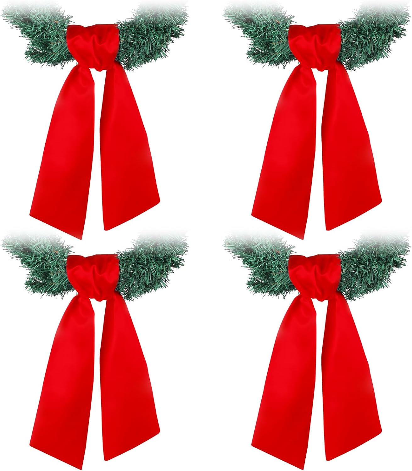 VitalCozy Wreath Sash Set - 4 Pcs Blank Embroidery Sashes for Front Door Decor | Red (4.49" X 56.30")