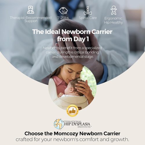 Momcozy Newborn Carrier WeeSnug - Lightweight & Cozy Comfort for 7-25 lbs | Ergonomic Cross-Back Support, Khaki