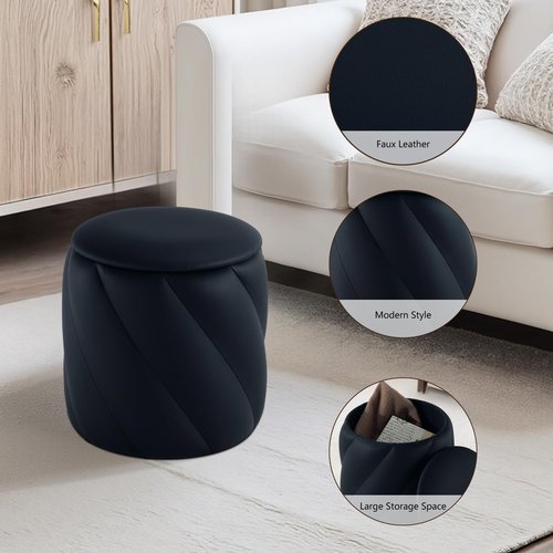 Get Set Style Round Ottoman with Soft Padded Seat, Storage Vanity Stool for Makeup, Upholstered Footrest Stool Ottoman Foot Stool for Living Room, Bedroom