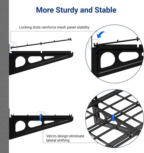 FLEXIMOUNTS Wall Shelf - 12" x 72" Garage Storage Rack | Wall-Mounted Floating Shelves, Black, 2-Pack