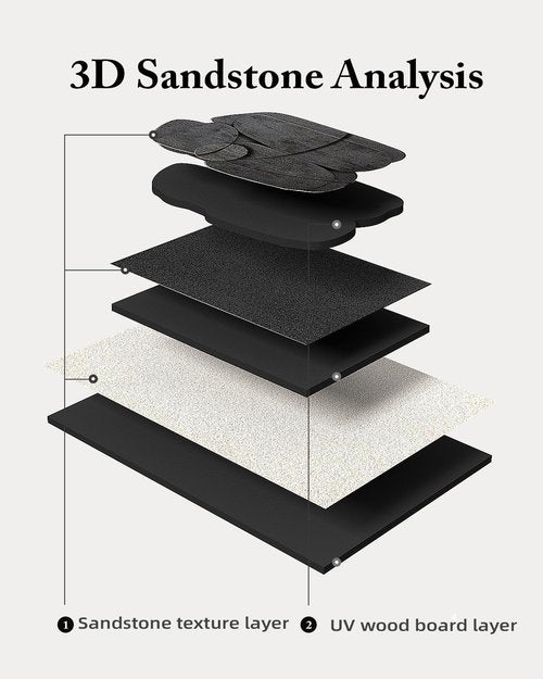 Azartslr 3D Abstract Textured Wall Art - Modern Black & White Sandstone Decor for Living Room | 3-Piece Minimalist Artwork Set