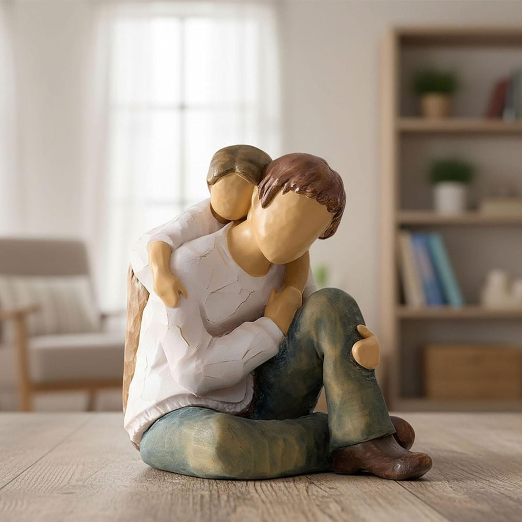 NAN ZAI NAN FANG Father Daughter Figurine - Personalized Resin Sculpture for Dad | 4.7" Hand-Painted Home Decor