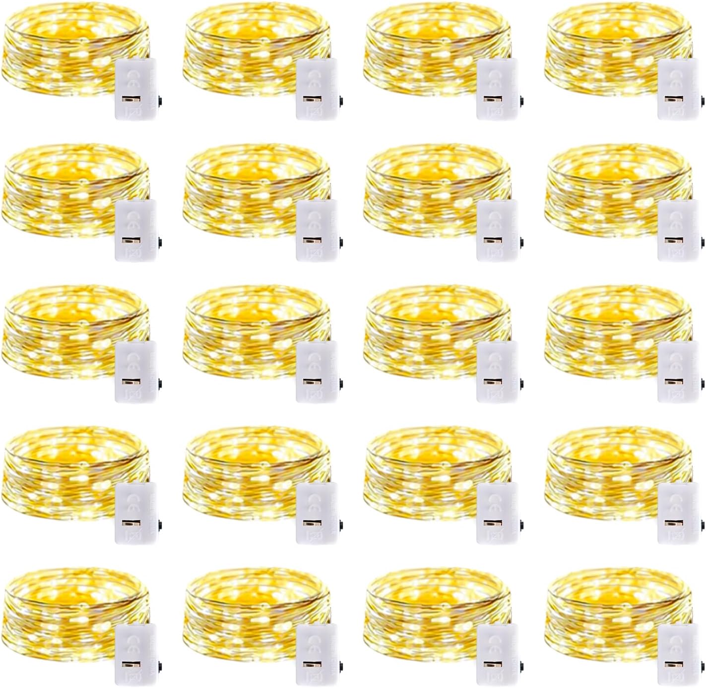 Skiennix 20 Pack LED Fairy Lights - Battery Operated, Waterproof Mini Twinkle String Lights | 7FT Warm White for Weddings & Parties