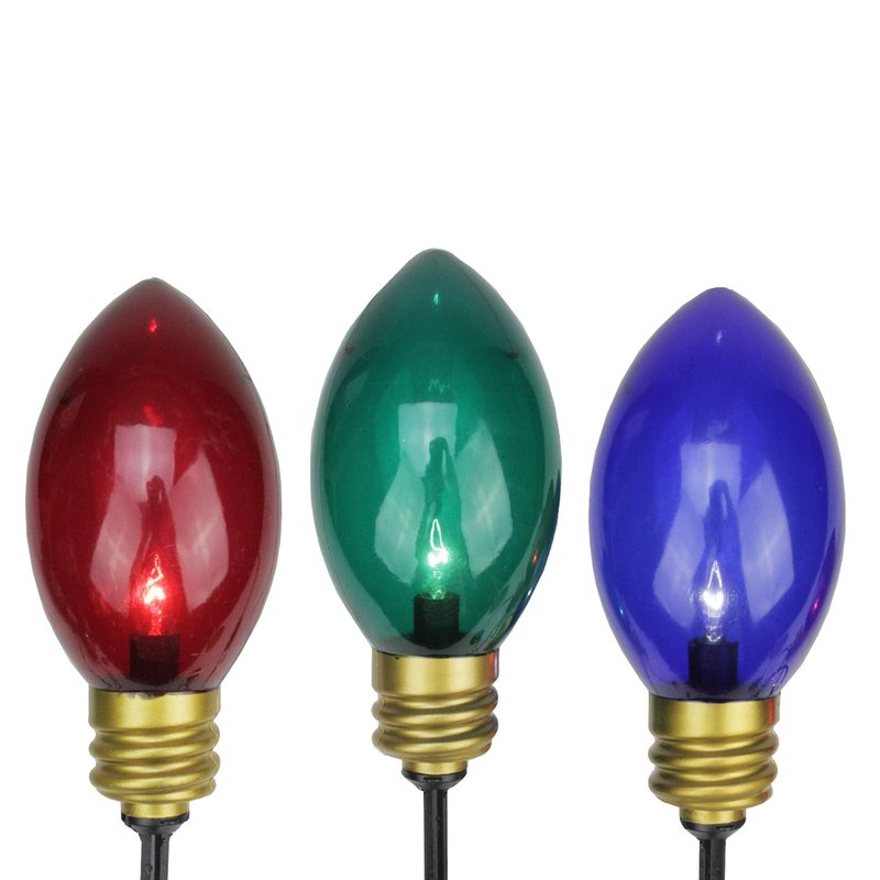 Sienna Set of 3 Lighted Multi-Color Mighty Light C7 Shape Christmas Pathway Markers