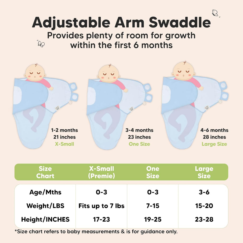ABC Land Organic Baby Swaddle Sleep Sacks - Soft & Snug for Newborns 3-6 Months | 3-Pack in Large