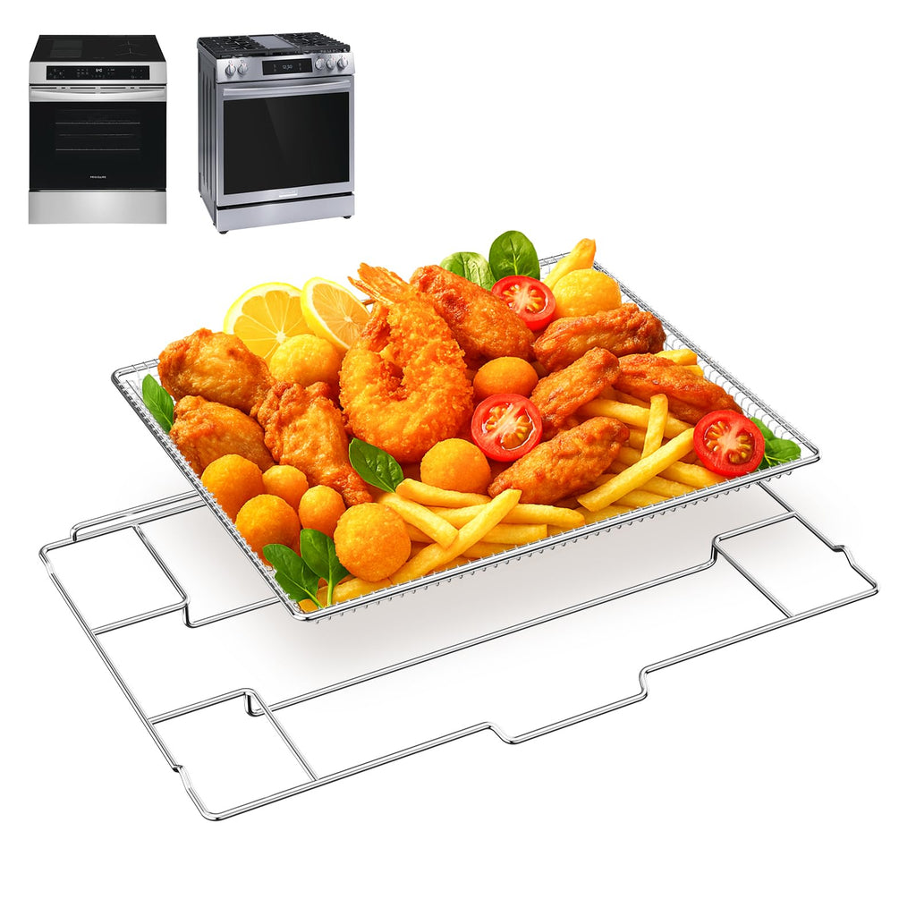 Air Fryer Tray for Frigidaire, Amana 30 inch Gas Range Oven, Air Fryer Basket Tray Set for Frigidaire Wall Ovens Ranges, Universal Stainless Steel Air Fryer Tray, Mesh Air Fryer Basket for Gas Grill