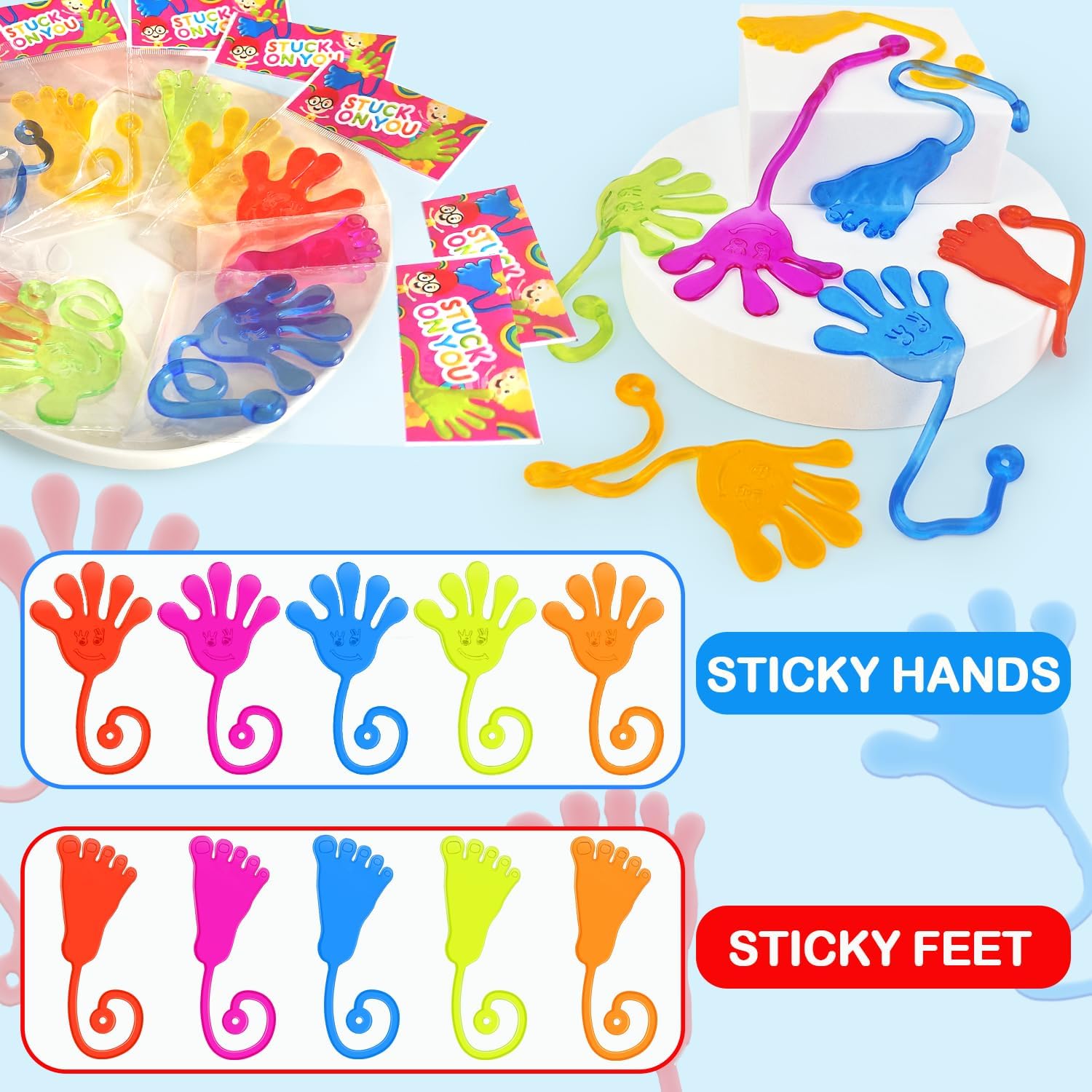 Skiennix Large Sticky Hands & Feet - Fun Party Favors for Kids | 20 PCS Non-Candy Treats