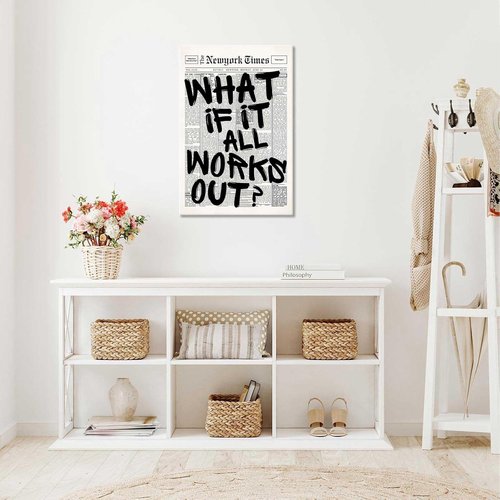 Drimiler Retro Black And White Newspaper Poster - Positive Affirming Quote Canvas Wall Art | 16x24in Framed