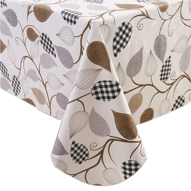 Walrus Heavy Duty Vinyl Tablecloth with Flannel Backing Waterproof Oil-Proof Plastic Table Cloth Stain-Resistant Wipeable Rectangle or Square Table Cover for Indoor and Outdoor (Leaves, 54X54 Inch)