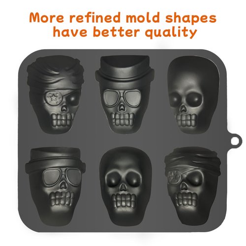 ZeaoqiT Halloween Skull Cake Pan Silicone Large Size Skull Baking Molds，Baking Skull Cake Molds for Chocolate, Pudding,Cakes,Jello, Candy, Black