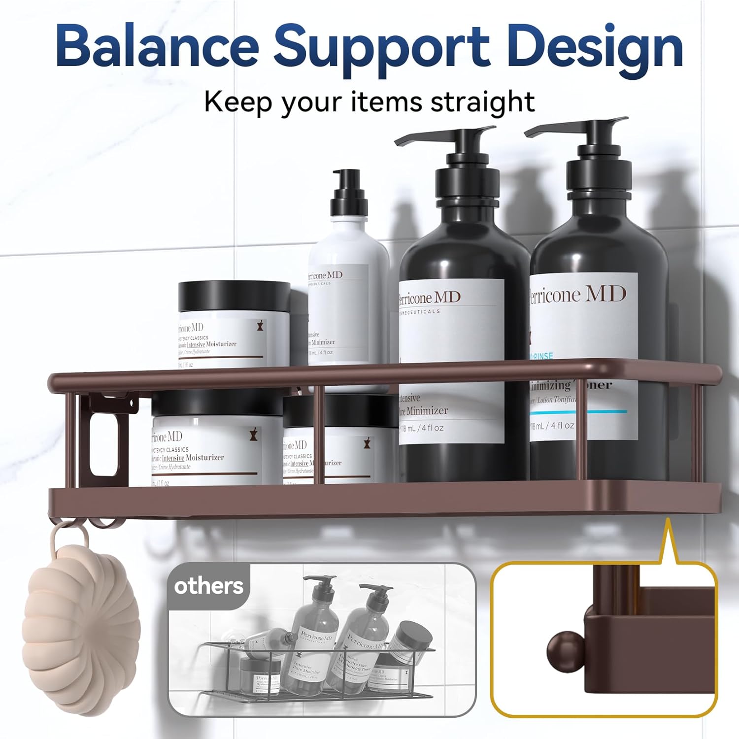 YASONIC Shower Caddy - Rustproof Organizer with Large Capacity Shelves | 3 Pack with Soap Holder & 12 Hooks in Bronze