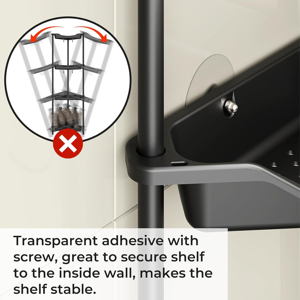 ODesign 4-Tier Corner Shower Caddy | Rustproof Organizer for Bathroom & Living Room - Black