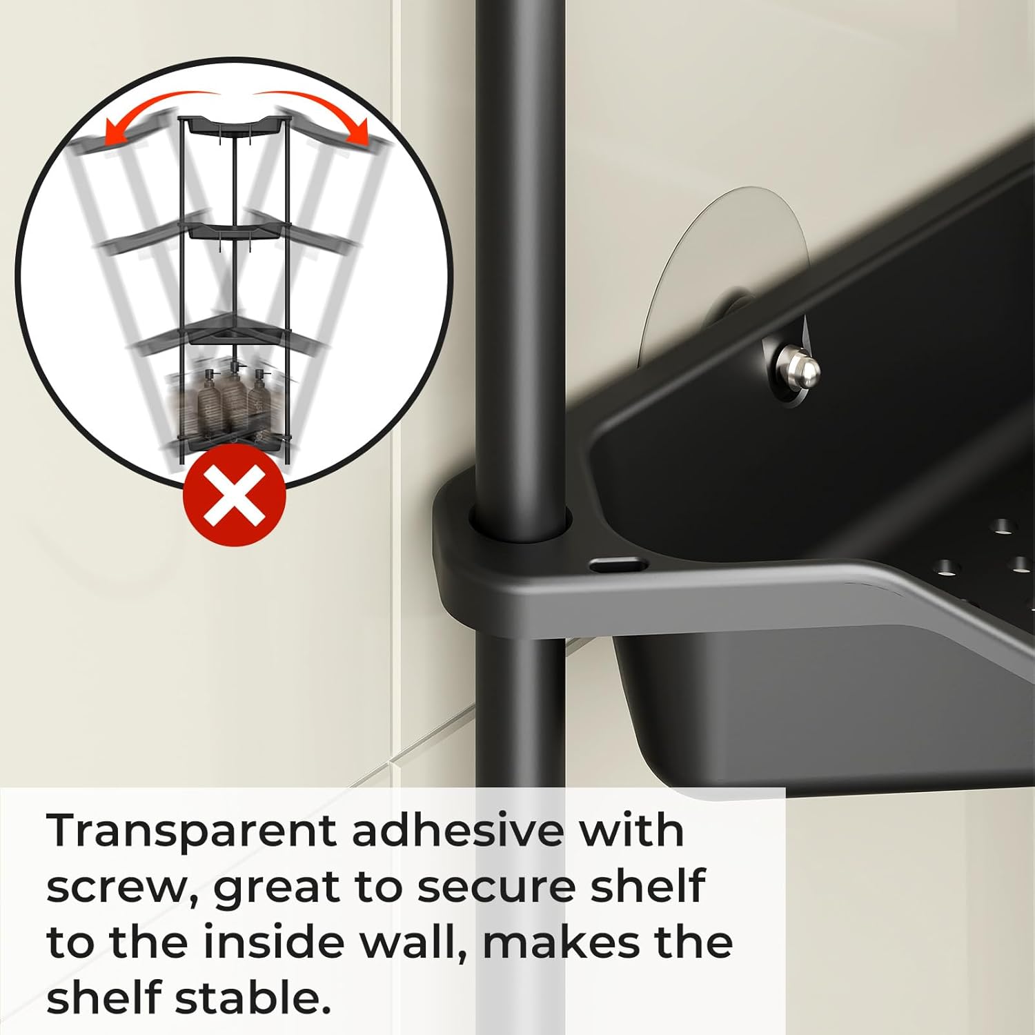 ODesign 4-Tier Corner Shower Caddy | Rustproof Organizer for Bathroom & Living Room - Black