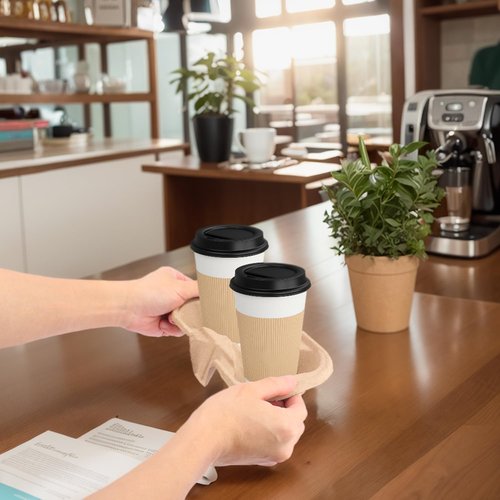 100 Pack Eco-Friendly Two Cup Drink Carrier, Disposable Cup Holder Tray for Your Beverage Needs? to Go Cup Holder for Hot and Cold Drinks by IHDYPPEW