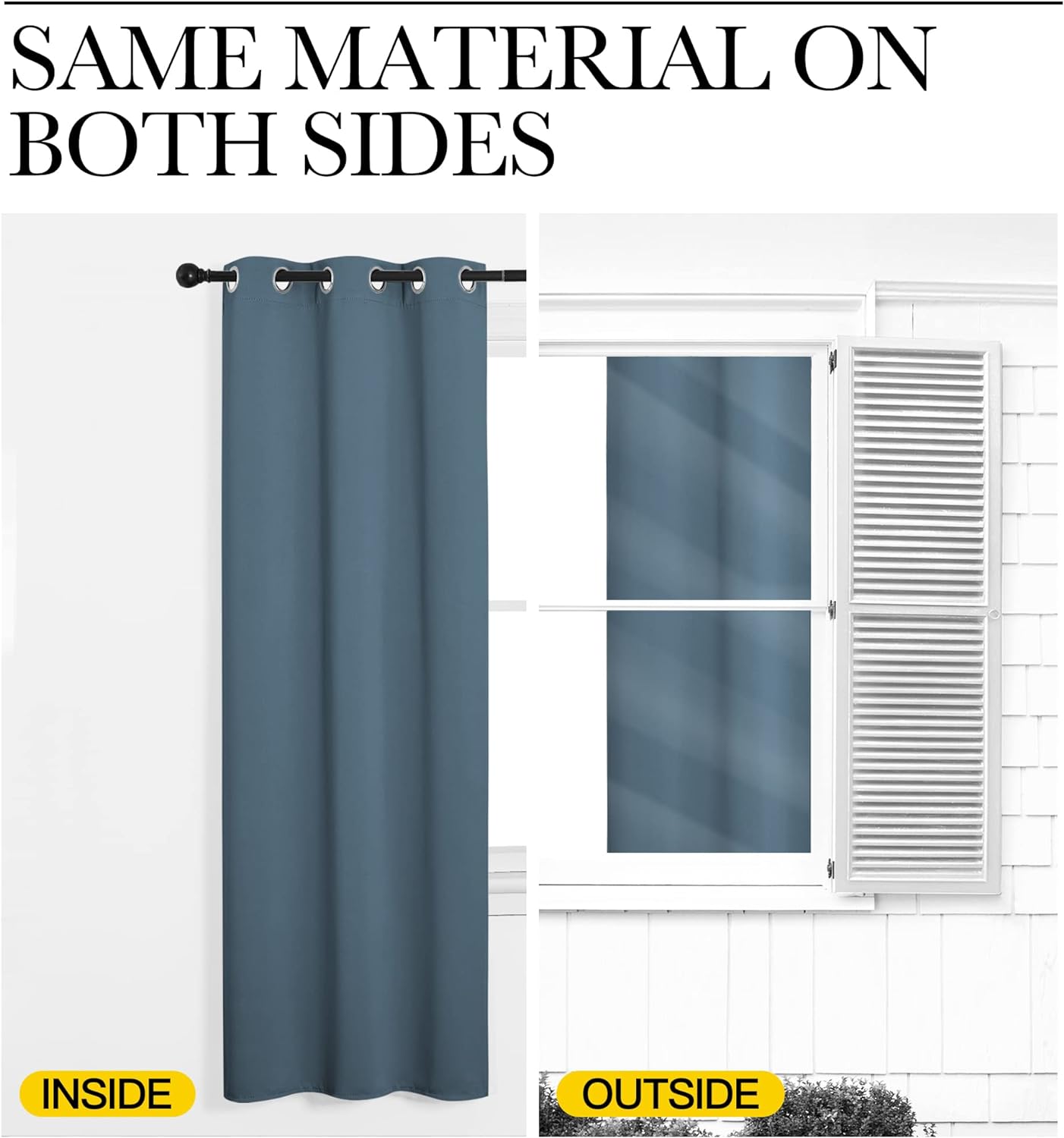 NICETOWN Room Darkening Curtains - Thermal Insulated Blackout Panels for Kids Room | Smoky Blue, 2 Panels, 63" Length