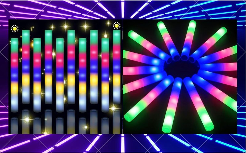 52 PCS Giant 18 Inch Foam Glow Sticks, Bulk Glow Sticks with 3 Modes Colorful Flashing, Led Foam Glow Sticks for Kids Birthday Wedding Dance Floor Props Halloween Christmas New Year Party Favors