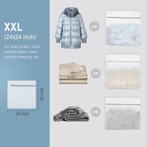 Muchfun Honeycomb Mesh Laundry Bags - 3 Durable Bags for Delicates | 24 x 24 Inches (XX-Large)