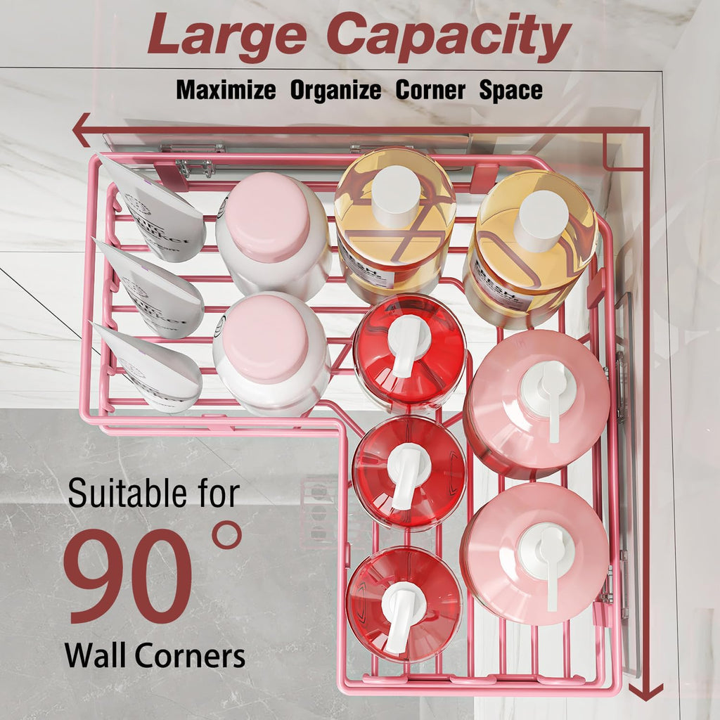 Youvip 4-Pack Adhesive Shower Caddy - Rustproof Wall-Mounted Organizer with Soap Holder | Pink