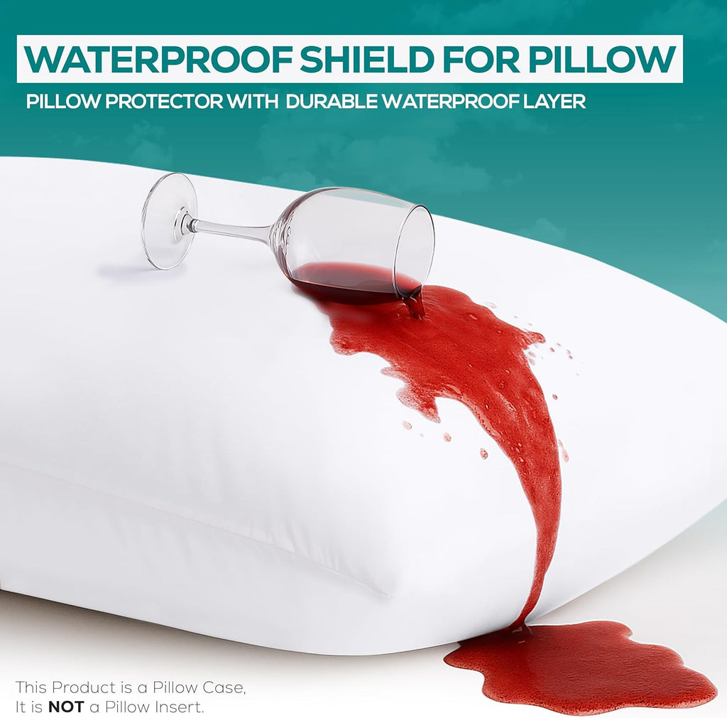 Utopia Bedding King Size Pillow Protectors - Set of 8, Waterproof & Dust Mite Proof Encasements (White)