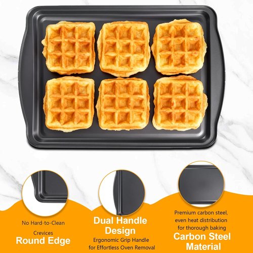 Carbon Steel Baking Sheet Set by [Brand Name] - Nonstick Cookie Sheets with Cooling Rack | 17 x 11 x 0.5 Inches (2-Pack)