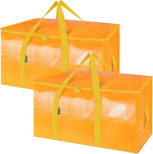 BALEINE Oversized Moving Bags - Heavy-Duty Storage Totes with Reinforced Handles | Light Yellow, 2-Pack