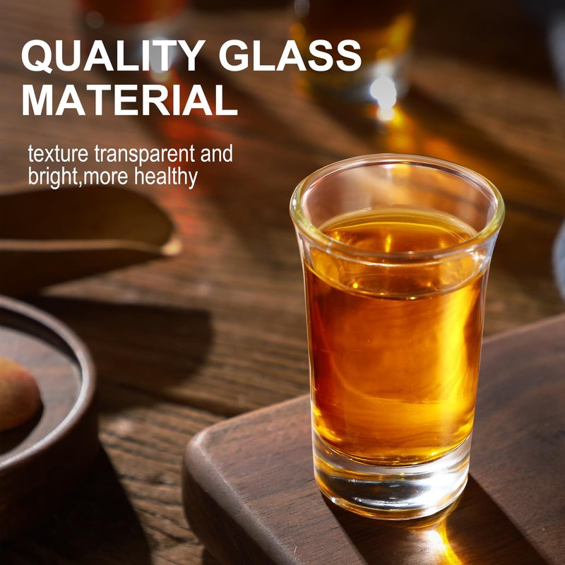 Geosar 100 Pieces Clear Short Shot Glasses Bulk 1.5 oz Mini Round Shot Glasses Heavy Base Small Glass Cups for Wedding Party, Water, Juice, Milk, Coffee, Drinking(Novelty Style)