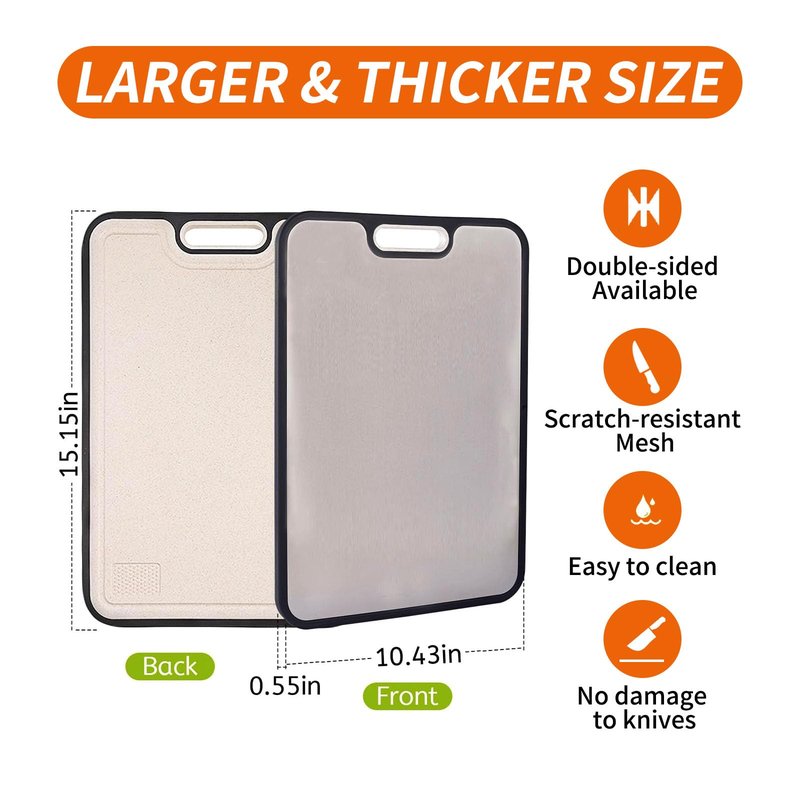 Cutting Board for Kitchen, Cutting Board Double Sided Food Grade, Pure Titanium and Wheat Straw PP Non-slip durable and easy to clean (Large)