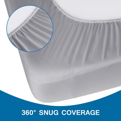 Twin Fitted Sheet Only, Twin Size Sheets for Kids Up to 14 Inches Deep Procket, Single Bed Mattress Sheets Stretchable Breathable Cover, Gray