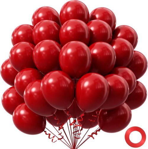 Dark Red Balloons - 12 Inch Latex Balloons | 50 Pack for Bridal Shower & Birthday Party Decorations