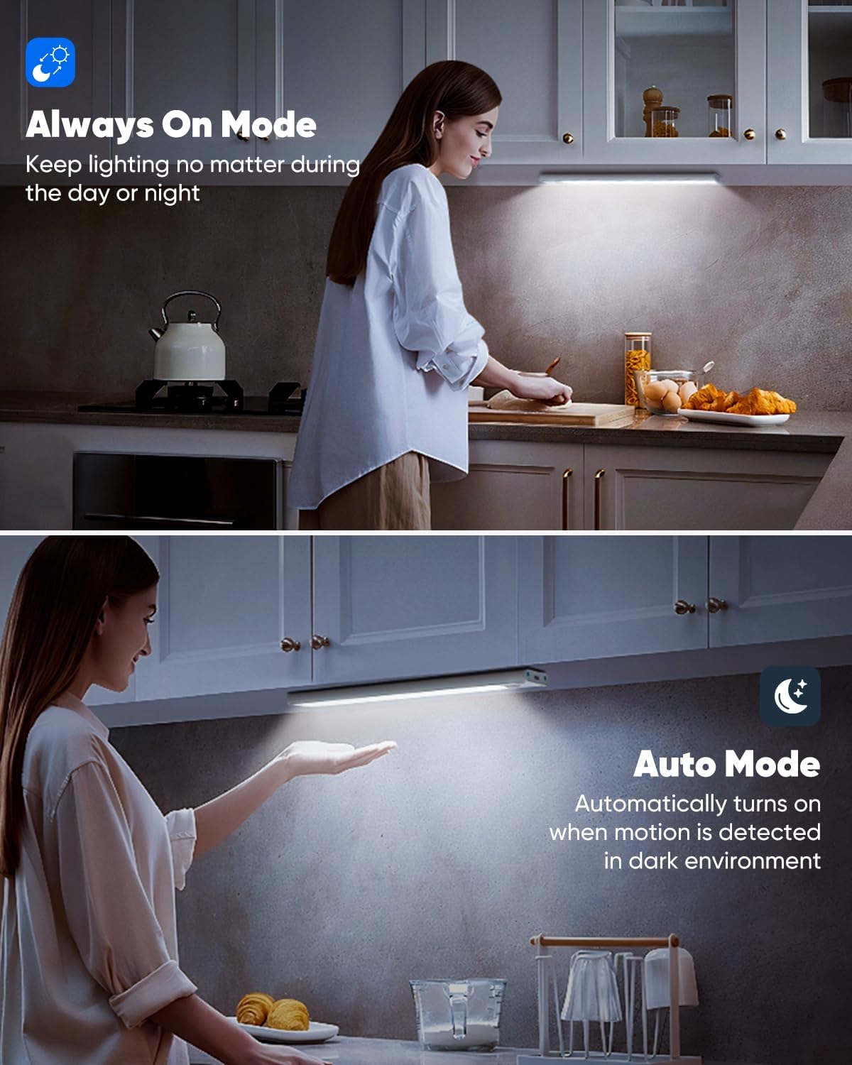 VerRon Under Cabinet Lighting - 5-Pack LED Motion Sensor Lights | Rechargeable 2200mAh, 10in for Kitchen & Closet