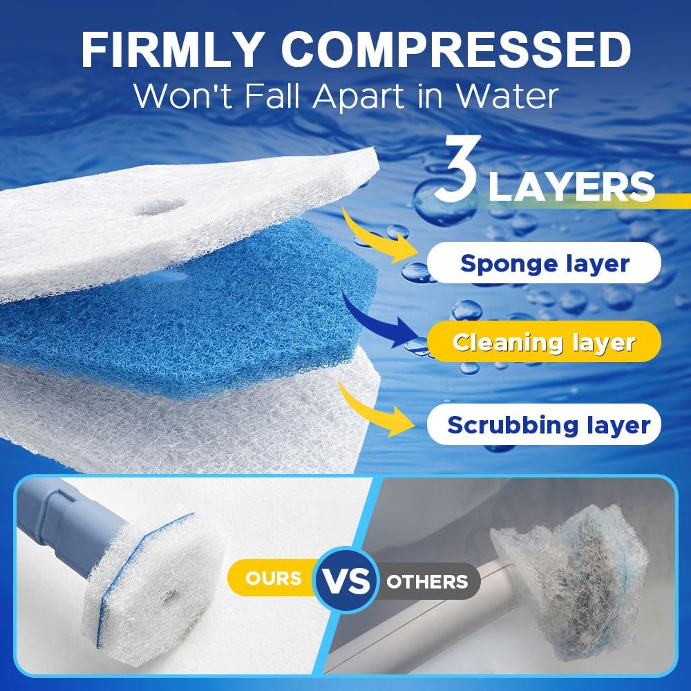 Roundsquare Disposable Toilet Bowl Cleaner - 40 Disinfecting Refill Heads & Storage Caddy Kit