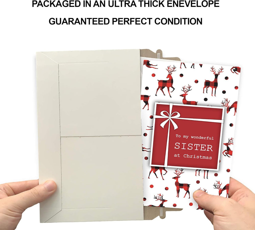 Prime Greetings Christmas Card for Sister - Eco-Friendly Thick Card Stock, 5in x 7.75in