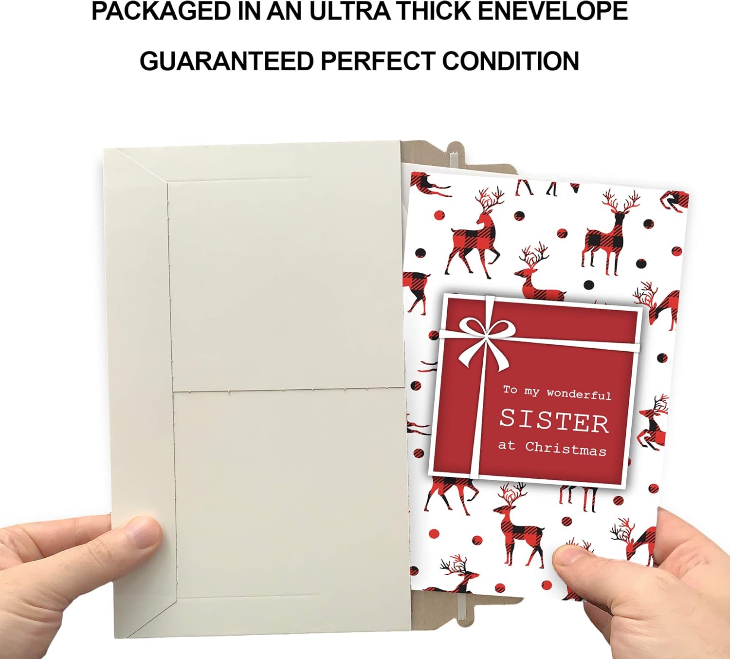 Prime Greetings Christmas Card for Sister - Eco-Friendly Thick Card Stock, 5in x 7.75in