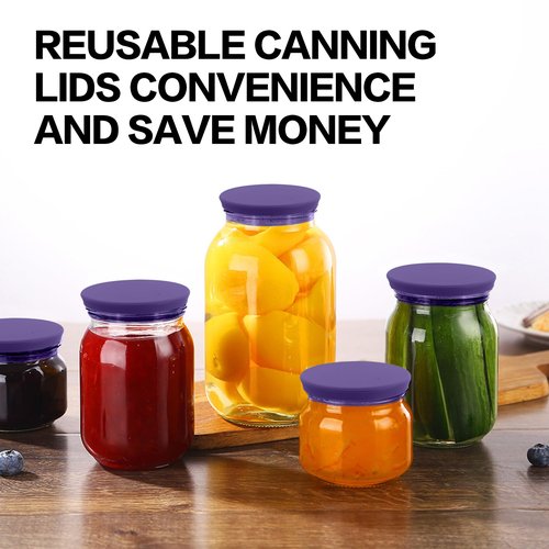 Wide Mouth Mason Jar Lids - Large Mouth Canning Lids Fit for All Wide Mouth Mason Jars,Food Grade Silicone Mason Jar Caps,Dishwasher Safe,Leak Proof Reusable Lids,5 Pack