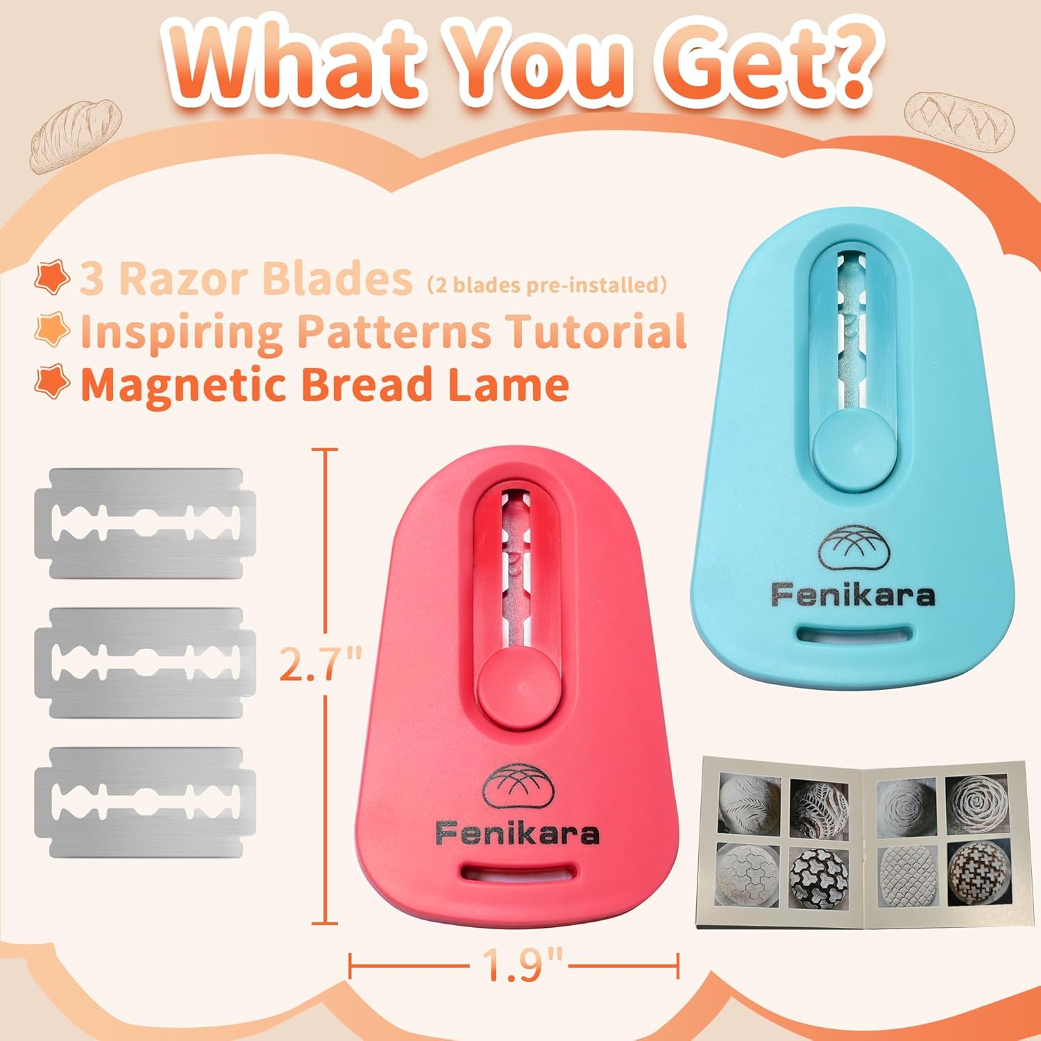 Skiennix Magnetic Sourdough Scoring Tool Set - Professional Bread Lame with Razor Blades & Patterns Booklet