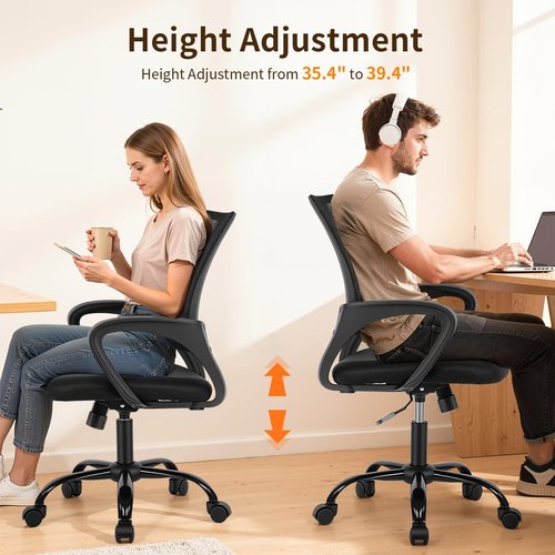 BestOffice Ergonomic Office Chair - Modern Mesh Desk Chair with Lumbar Support | Adjustable Rolling Stool (Black)