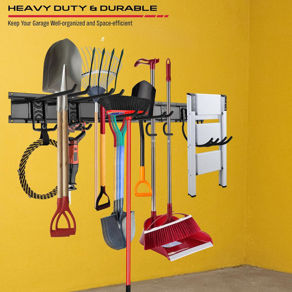 SEDY 48" Heavy-Duty Garage Wall Organizer - Adjustable Tool Storage Rack with 8 Hooks & 300lbs Capacity