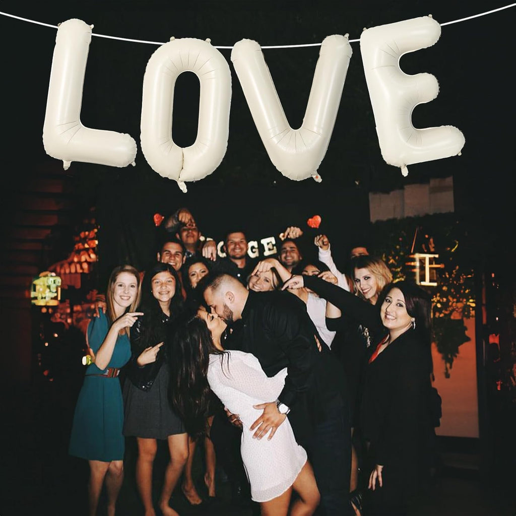 Skiennix 40 Inch Cream White Sand Love Balloons - Elegant Ivory Alphabet Balloons for Valentine's Day & Weddings