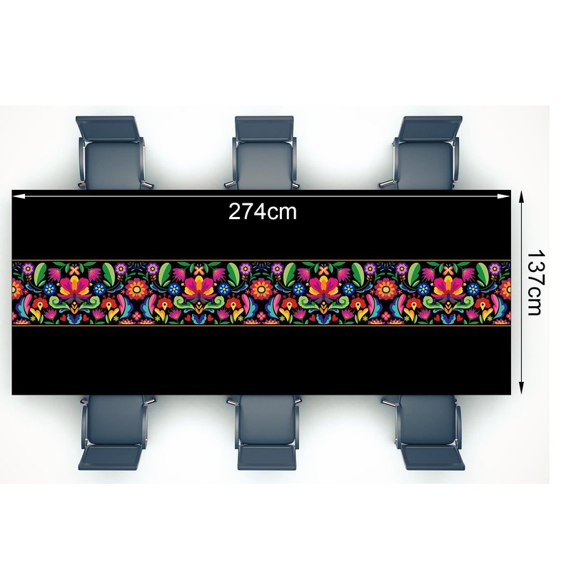 Oudain Mexican Fiesta Tablecloth 108 x 54 Inch Cinco De Mayo Plastic Table Runners Waterproof Disposable Table Cover for Taco Night Festive Mexican Fiesta Wedding Party Decoration(Black,3 Pcs)