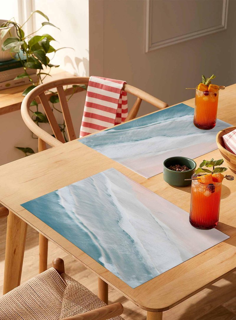 Summer Beach Place Mats Set of 6, Sturdiness Non-Slip Kitchen Placemats, Washable Place Mats - Easy to Clean Ocean Nautical Coastal Table Mats for Dining Room/Seaside Restaurant/Party Decor 13x19 Inch